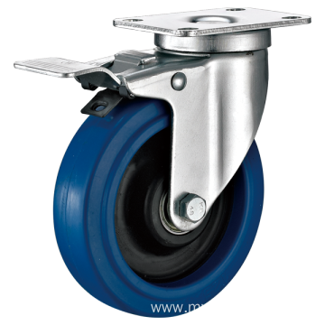 Blue elastic rubber caster trolley wheel